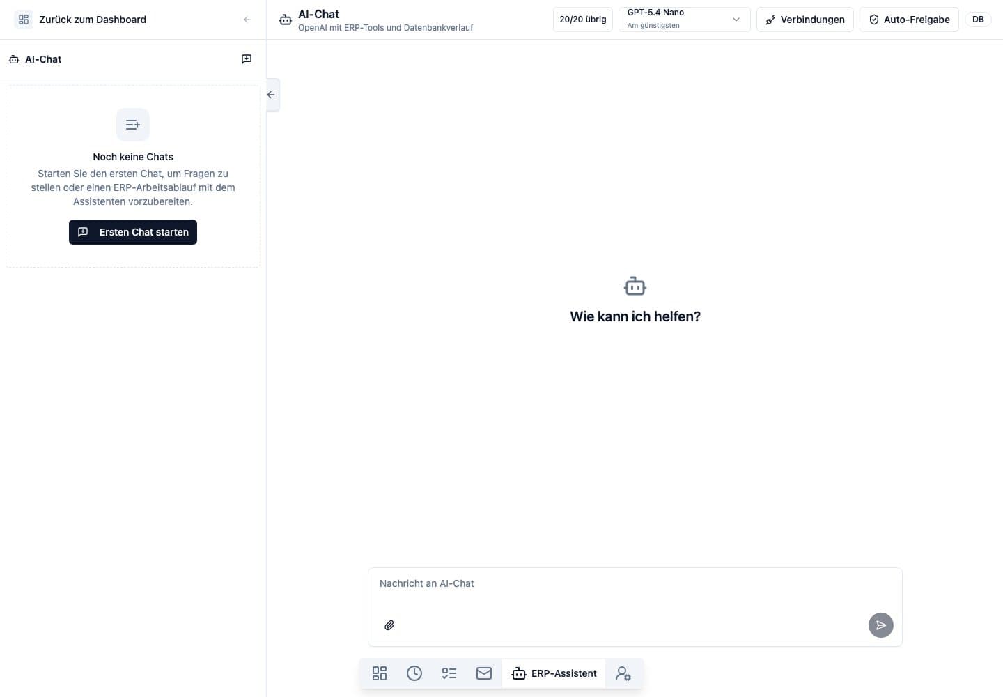 Desktop-Ansicht von ERP-Assistent in Neuronize ERP