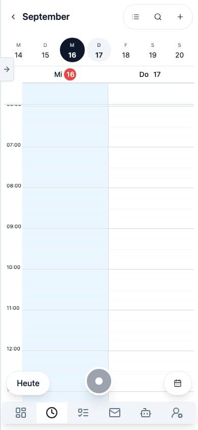 Mobile Ansicht von Zeit & Kalender in Neuronize ERP